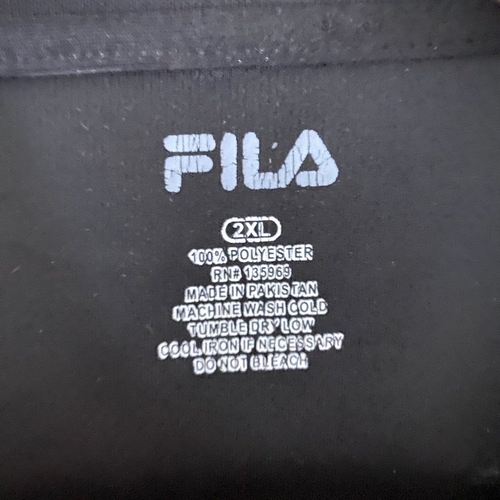 Fila Black Taped Shoulders Heavyweight Short Sleeve Tee 2XL Preowned - Picture 2 of 5